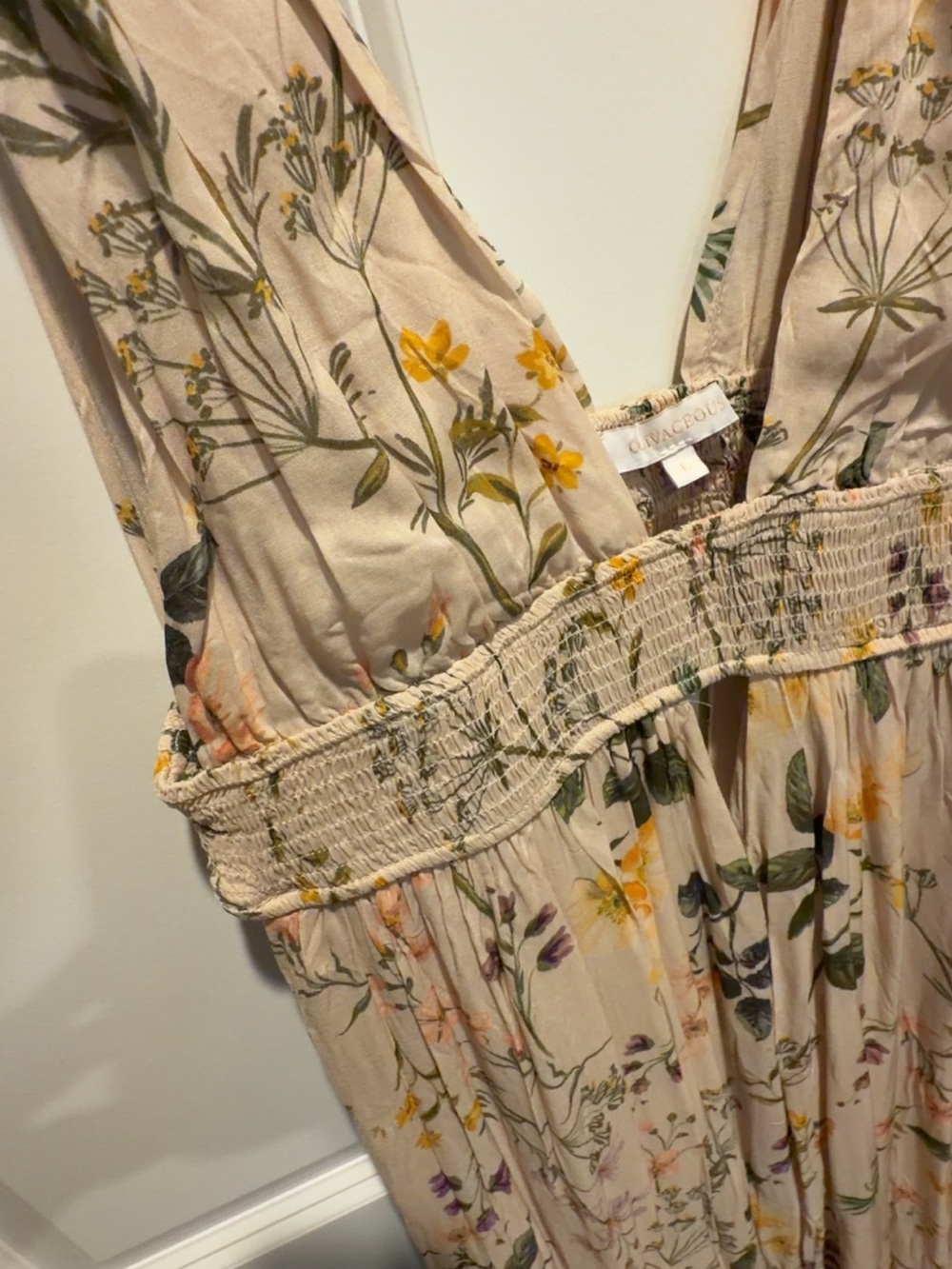 Olivaceous Blush Floral Maxi Dress with Yellow & Green Accents - Picture 7 of 10